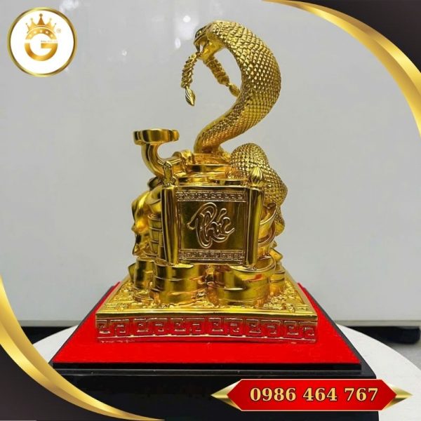 Tượng Rắn Chữ Phúc Mạ Vàng 24K