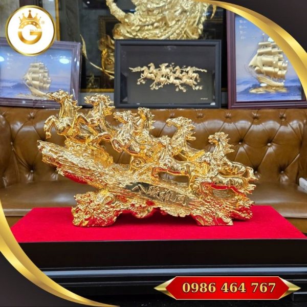 Tượng Đồng Mã Đáo Thành Công Mạ Vàng 24K