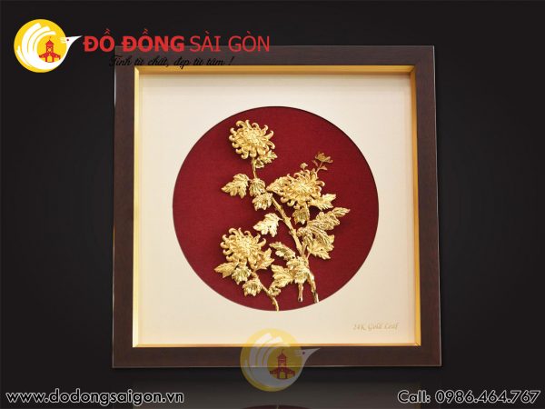 Tranh Hoa Cúc Bằng Vàng Lá 24K Cao Cấp