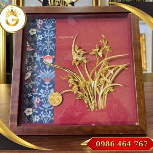 Bức Tranh Hoa Lan Vàng 24k