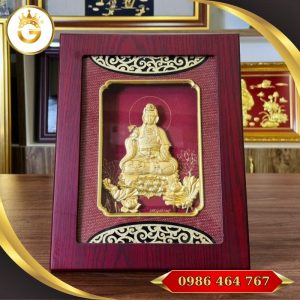 Tranh Phật Bà Quan Thế Âm dát vàng 24k
