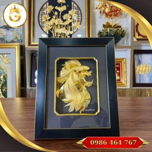 Tranh Cá Vàng dát vàng 24k