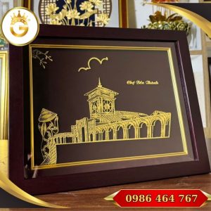 Tranh Quà Tặng Chợ Bến Thành dát vàng 24k