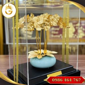 Chậu Lan Hoa Lan Bằng Vàng 24k