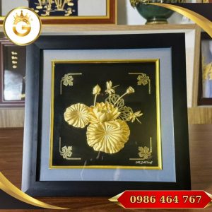 Tranh Hoa Sen Vàng Nổi 3D 24K