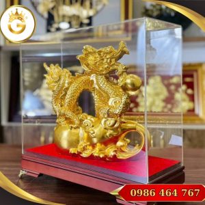 Tượng Rồng Bằng Đồng Mạ Vàng 24k