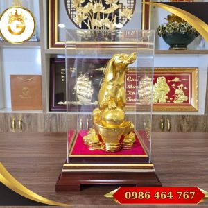 Mẫu Tượng Chó Bằng Đồng Mạ Vàng 24k
