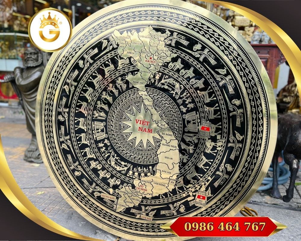 Mặt Trống Đồng Bản Đồ 34 Tỉnh Việt Nam